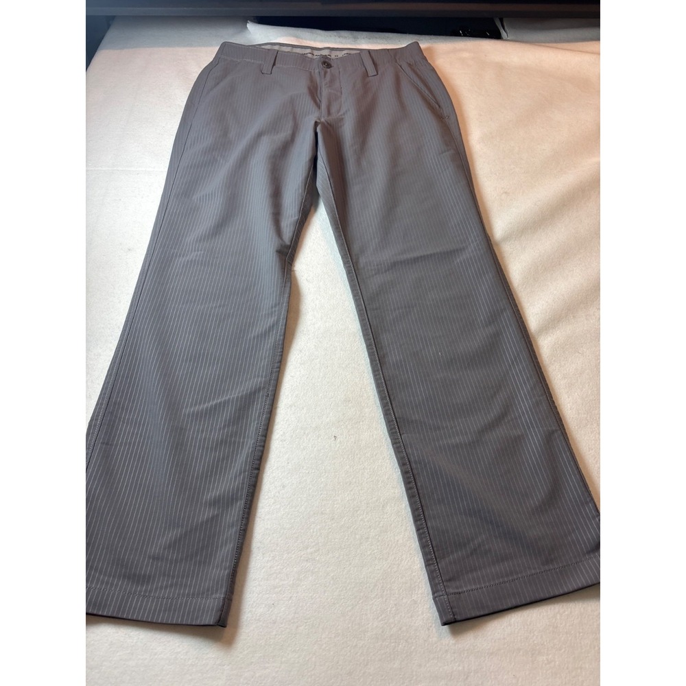 Under Armour Mens Gray Pinstripe Golf Flat Front Pants Size 34x30